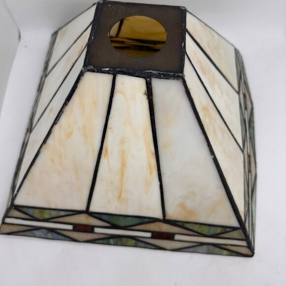Vintage Tiffany Style Mission Lamp Shade stained Glass 10.5" Square - Picture 6 of 14